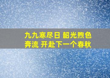 九九寒尽日 韶光煦色奔流 开赴下一个春秋